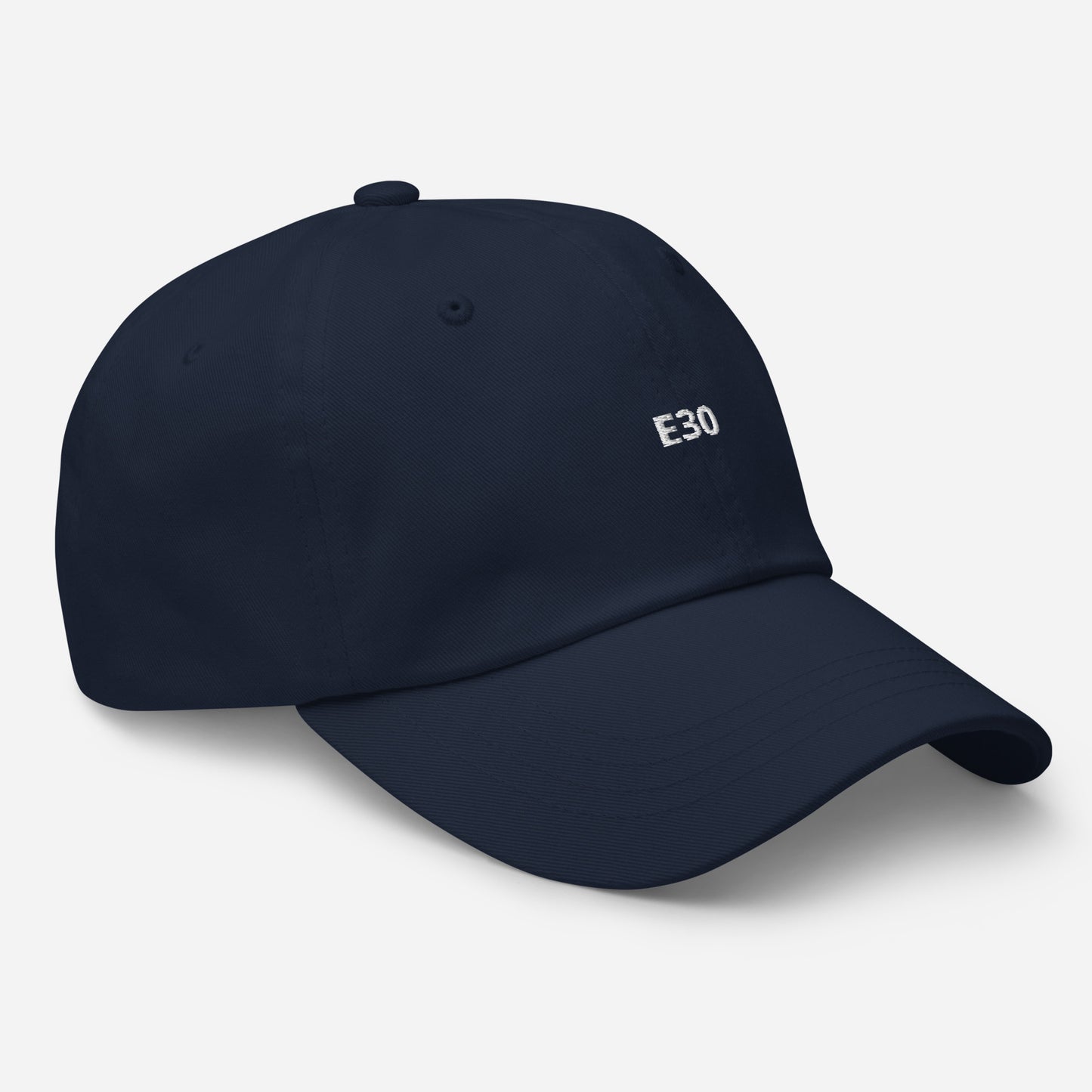 a baseball cap with the BMW Chassis E30 embroidered on it