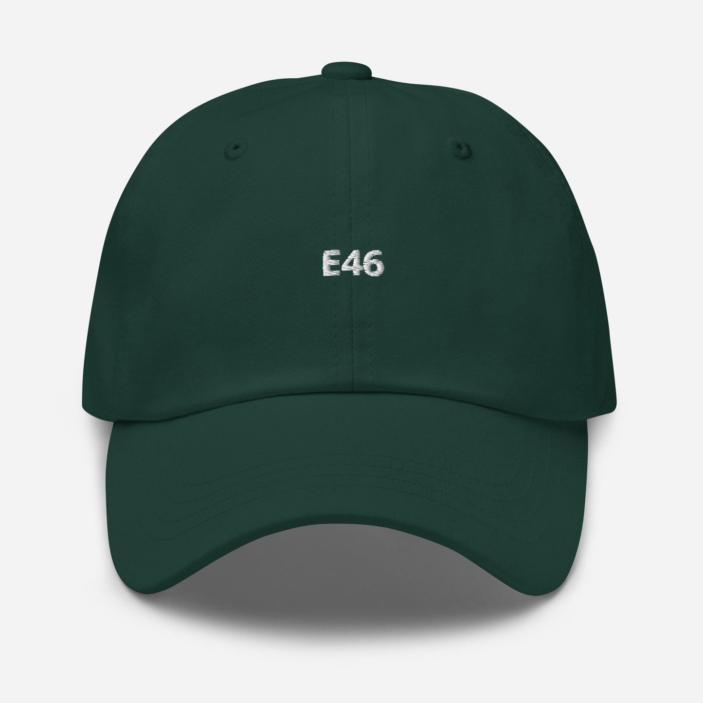 a green hat with the BMW Chassis E46 embroidered on it
